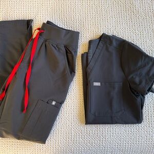 Figs Women's Charcoal Joggers with Red Drawstring